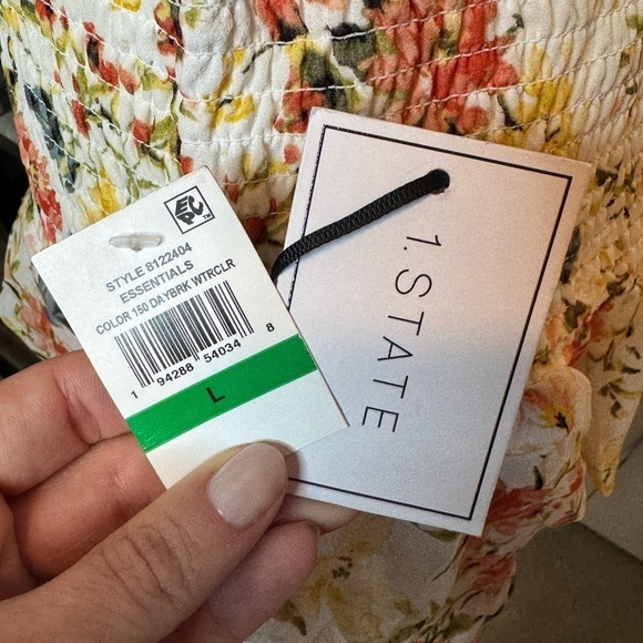 NWT 1.State Womens Floral Print Smocked Floral Watercolor Mini Skirt Size L - Picture 7 of 8